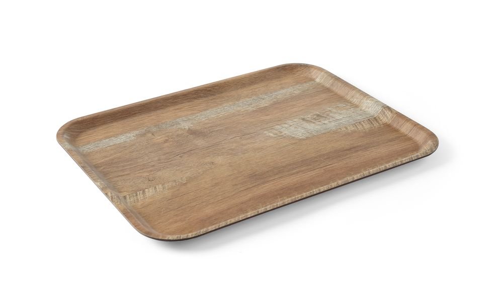 Serviertablett aus Melamin mit Holzoptik , HENDI, Holz, 370x530mm