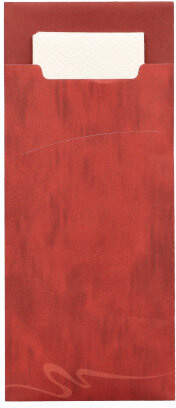 15600 Bestecktaschen 20 cm x 8,5 cm bordeaux inkl. weißer Serviette 33 x 33 cm 2-lag.