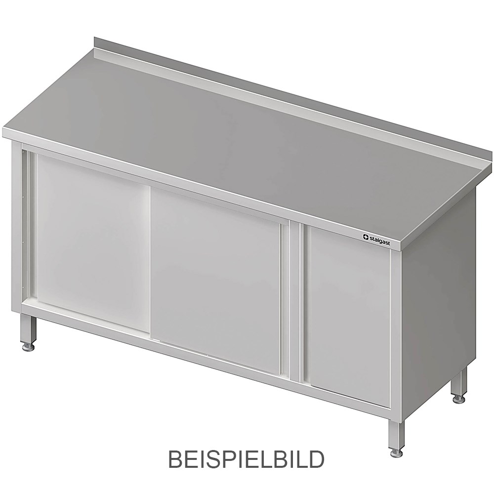 Arbeitsschrank mit Schiebetüren 2000x700x850 mm, mit Flügeltürschrank rechts, mit Aufkantung, verschweißt