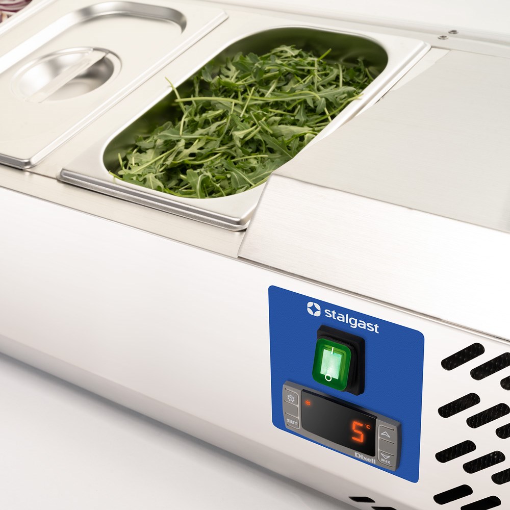 Pizzakühlaufsatz, 9x GN 1/3, Edelstahl 2000x395x440 mm (BxTxH)