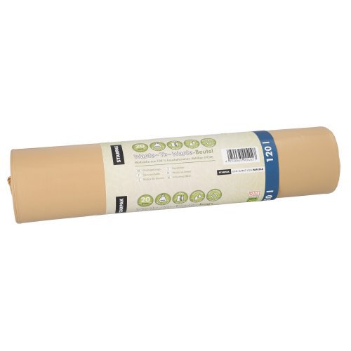 7200 Müllsäcke aus 100% PCW "Waste-To-Waste" 120 l 109 cm x 70,5 cm braun