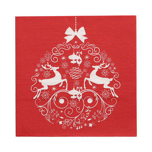 25920 Servietten, 3-lagig 1/4-Falz 33 cm x 33 cm ! rot "Deers Couple"
