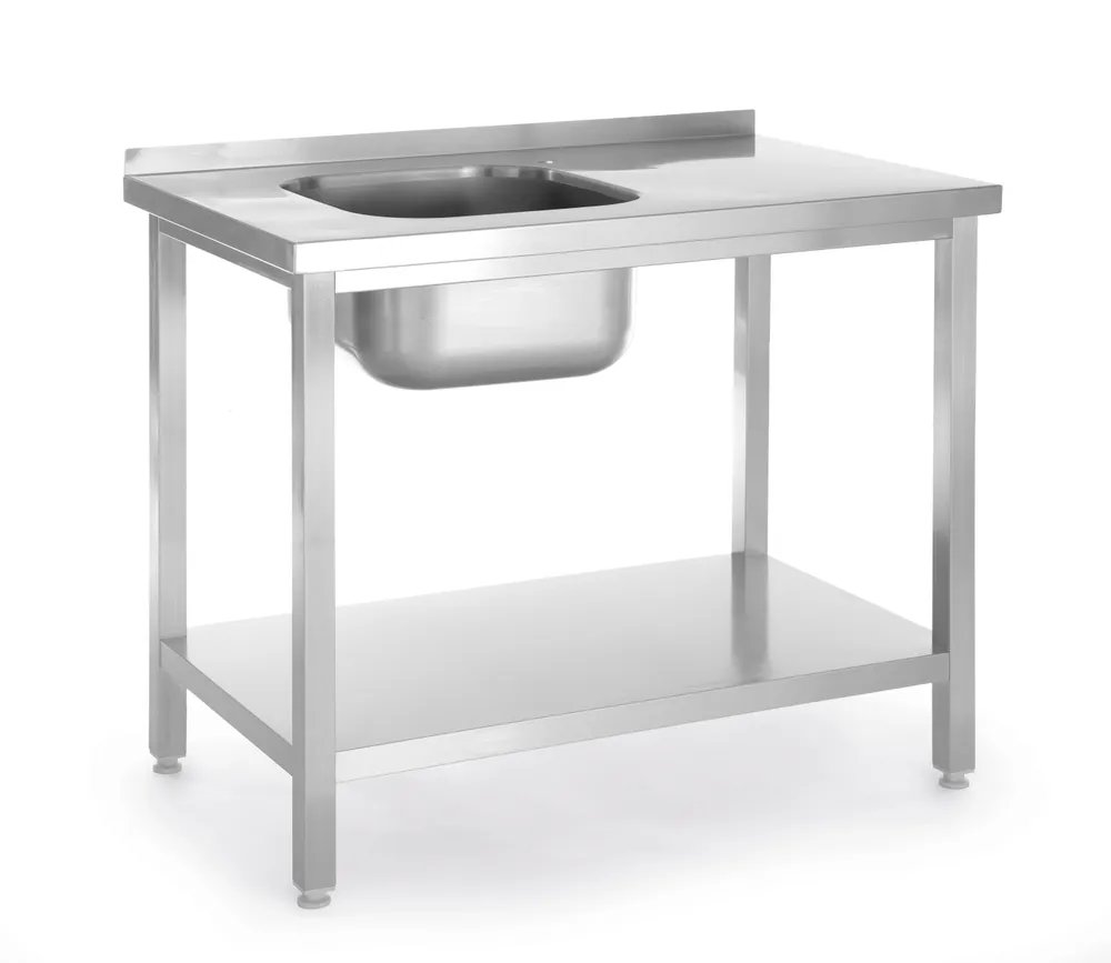 Spültisch mit Ablage, verschraubt, Kitchen Line, Spülbecken auf der linken Seite, 800x600x(H)850mm Spültisch mit Ablage, verschraubt, Kitchen Line, Spülbecken auf der linken Seite, 800x600x(H)850mm