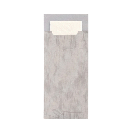 15600 Bestecktaschen 20 cm x 8,5 cm grau inkl. weißer Serviette 33 x 33 cm 2-lag.
