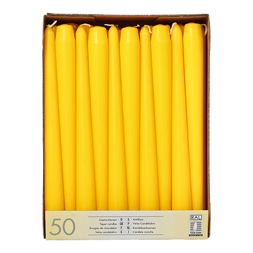 7200 Leuchterkerzen Ø 2,2 cm · 25 cm gelb