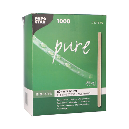 10000 Rührstäbchen, Holz "pure" 17,8 cm x 5 mm 300000 Rührstäbchen, Holz "pure" 17,8 cm x 5 mm