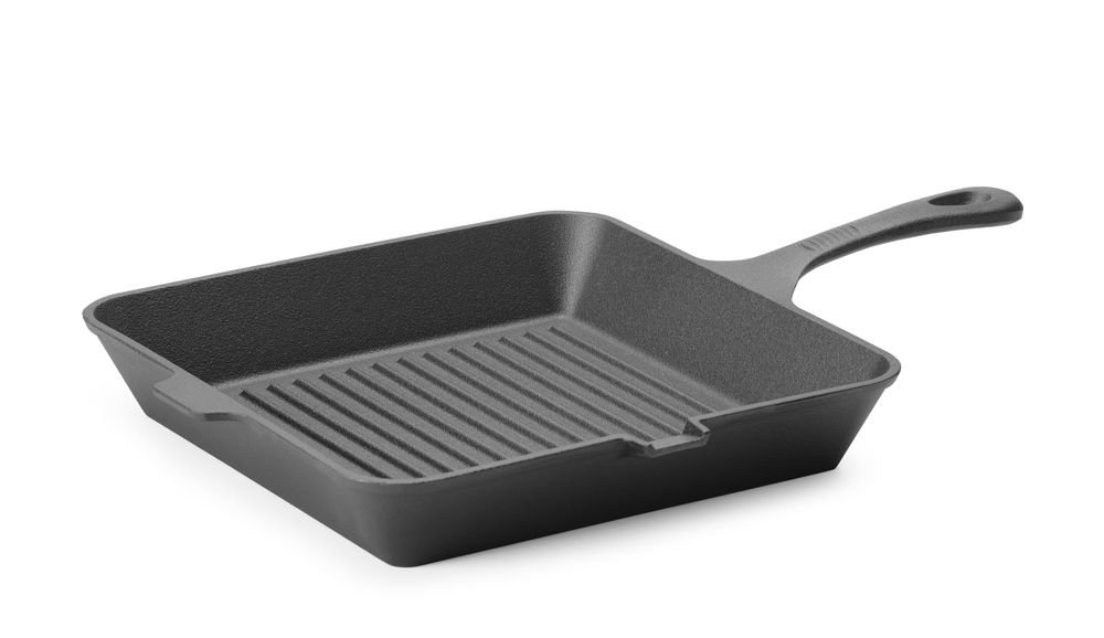 Gusseisen-Grillpfanne, HENDI, Schwarz, 265x265x(H)50mm