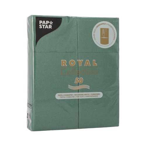 18000 Servietten "ROYAL Collection" 40 cm x 30 cm dunkelgrün mit Besteckfalz