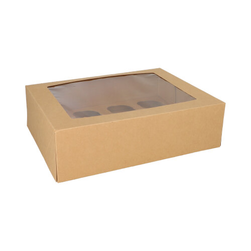1200 Cupcake-Kartons eckig 10 cm x 35 cm x 27 cm mit Sichtfenster aus PLA