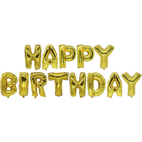2280 Folienluftballon-Set gold "Happy Birthday"