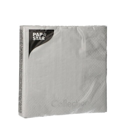 41160 Servietten, 3-lagig 1/4-Falz 25 cm x 25 cm silber