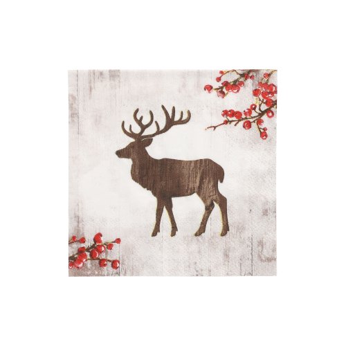 20 Servietten, 3-lagig 1/4-Falz 25 cm x 25 cm "X-Mas Deer" 41160 Servietten, 3-lagig 1/4-Falz 25 cm x 25 cm "X-Mas Deer"