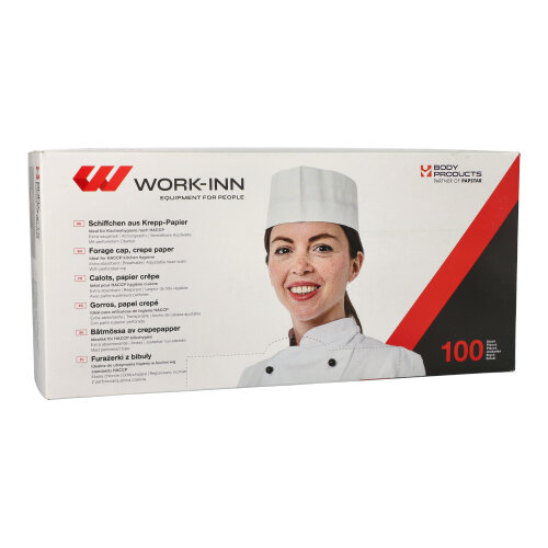 WORK-INN/-PS Schiffchen, Krepp 8,5 cm x 27,5 cm weiss Größe 55 - 62 WORK-INN/-PS Schiffchen, Krepp 8,5 cm x 27,5 cm weiss Größe 55 - 62