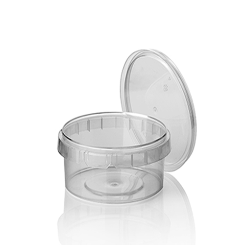 40 Feinkostbecher, PP 480 ml Ø 11,8 cm · 7 cm transparent mit Originalitätsverschluss 4480 Feinkostbecher, PP 480 ml Ø 11,8 cm · 7 cm transparent mit Originalitätsverschluss