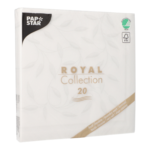 12000 Servietten "ROYAL Collection" 1/4-Falz 40 cm x 40 cm weiss "New Mediterran"