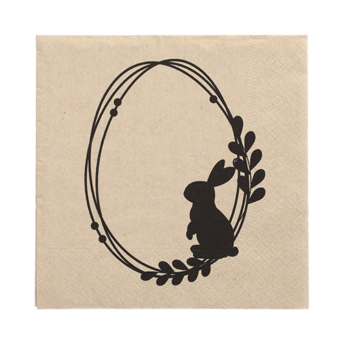 21600 Servietten, 3-lagig 1/4-Falz 33 cm x 33 cm ! natur "Rabbit Wreath" aus recyceltem Papier