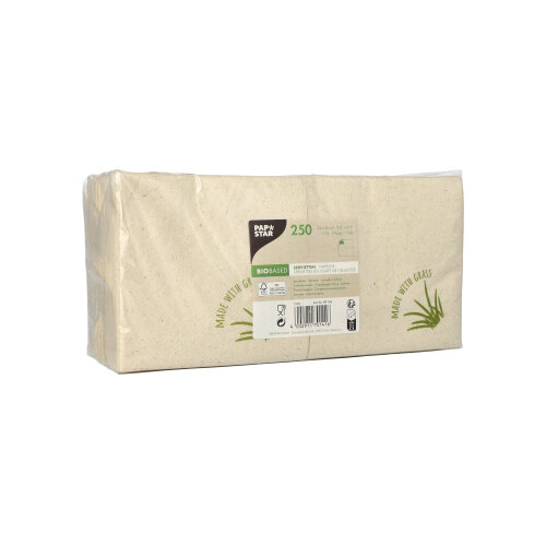 250 Servietten, 2-lagig 1/4-Falz 24 cm x 24 cm natur mit Grasanteil 48000 Servietten, 2-lagig 1/4-Falz 24 cm x 24 cm natur mit Grasanteil
