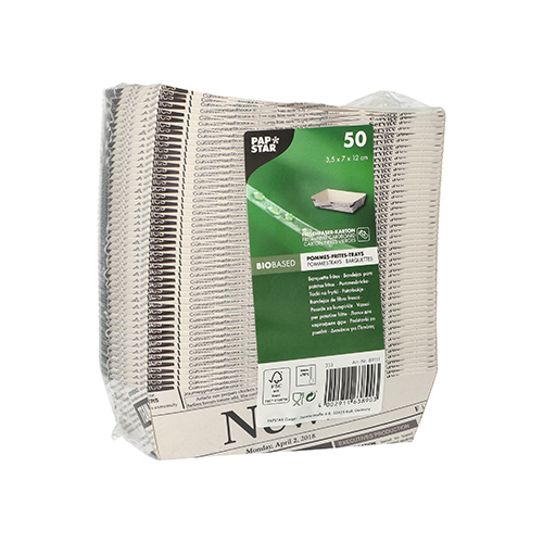 50 Pommes-Frites-Trays 3,5 cm x 7 cm x 12 cm weiss "Newsprint" 12000 Pommes-Frites-Trays 3,5 cm x 7 cm x 12 cm weiss "Newsprint"