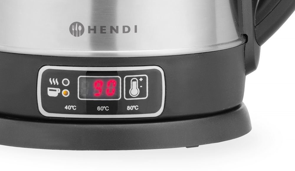 Elektrischer Wasserkocher kabellos mit Temperaturregelung, HENDI, 1,8L, 230V/1800W, 230x165x(H)255mm