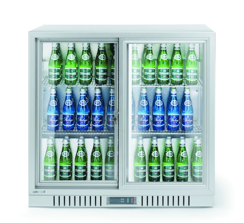 Kühlschrank mit 2 Schiebetüren, Arktic, 150L, Silber, 220-240V/160W, 900x520x(H)840mm Kühlschrank mit 2 Schiebetüren, Arktic, 150L, Silber, 220-240V/160W, 900x520x(H)840mm