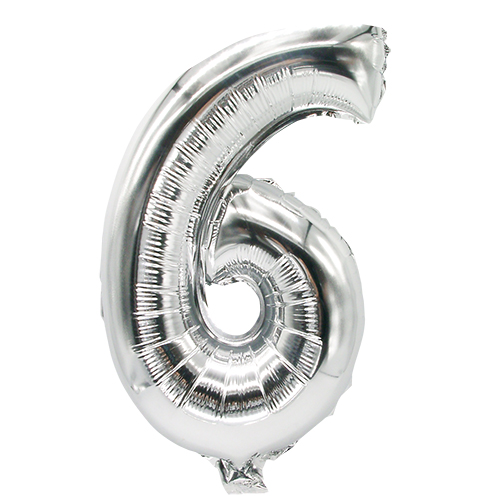 10368 Folienluftballon 35 cm x 20 cm silber "6"
