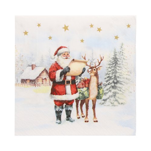 20 Servietten, 3-lagig 1/4-Falz 33 cm x 33 cm "Dear Santa" 21600 Servietten, 3-lagig 1/4-Falz 33 cm x 33 cm "Dear Santa"