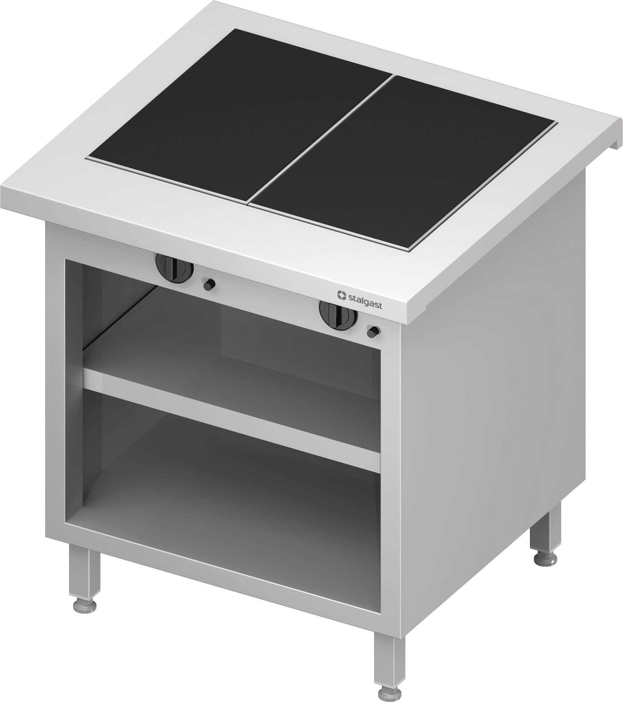 Warmausgabe "Free Flow" mit 2 Wärmeplatten aus Glaskeramik und offenem Unterschrank 799x735x880 mm Granitabdeckung "Standard G1"