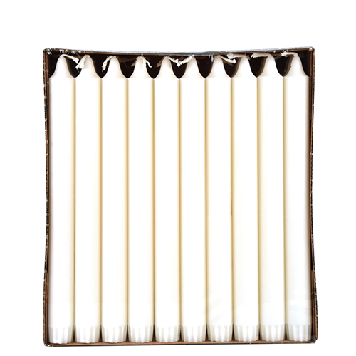 30 Kronkerzen Ø 2,2 cm · 24 cm weiss aus 100 % Stearin 5760 Kronkerzen Ø 2,2 cm · 24 cm weiss aus 100 % Stearin