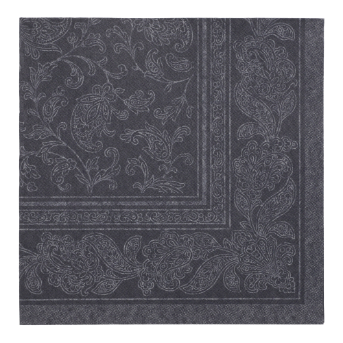 12500 Servietten "ROYAL Collection" 1/4-Falz 40 cm x 40 cm schwarz "Ornaments"