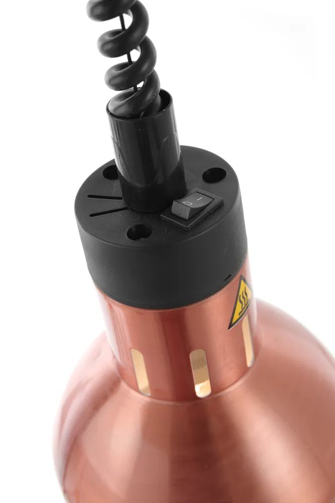 Höhenverstellbare Wärmelampe, zylinderförmig, Kupfer, 230V/250W, ⌀175x(H)250mm Höhenverstellbare Wärmelampe, zylinderförmig, Kupfer, 230V/250W, ⌀175x(H)250mm