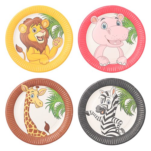 12000 Teller, Pappe rund Ø 23 cm "Jungle" mixed