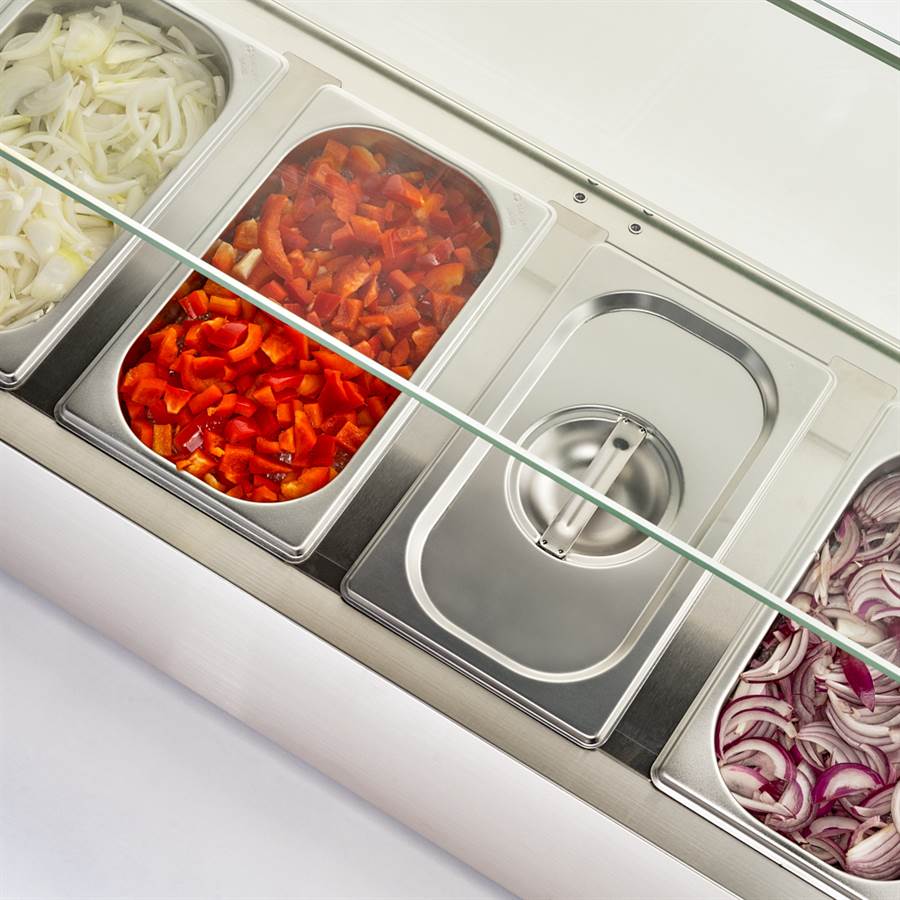 Pizzakühlaufsatz, 9x GN 1/3, Edelstahl 2000x395x440 mm (BxTxH)