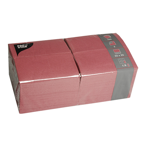 24000 Servietten, 3-lagig 1/8-Falz 33 cm x 33 cm bordeaux