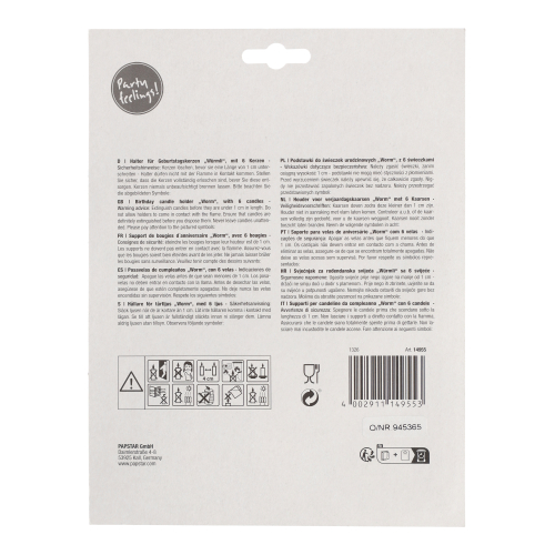 1 Halter für Geburtstagskerzen 6,5 cm x 15 cm "Würmli" mit 6 Kerzen 960 Halter für Geburtstagskerzen 6,5 cm x 15 cm "Würmli" mit 6 Kerzen