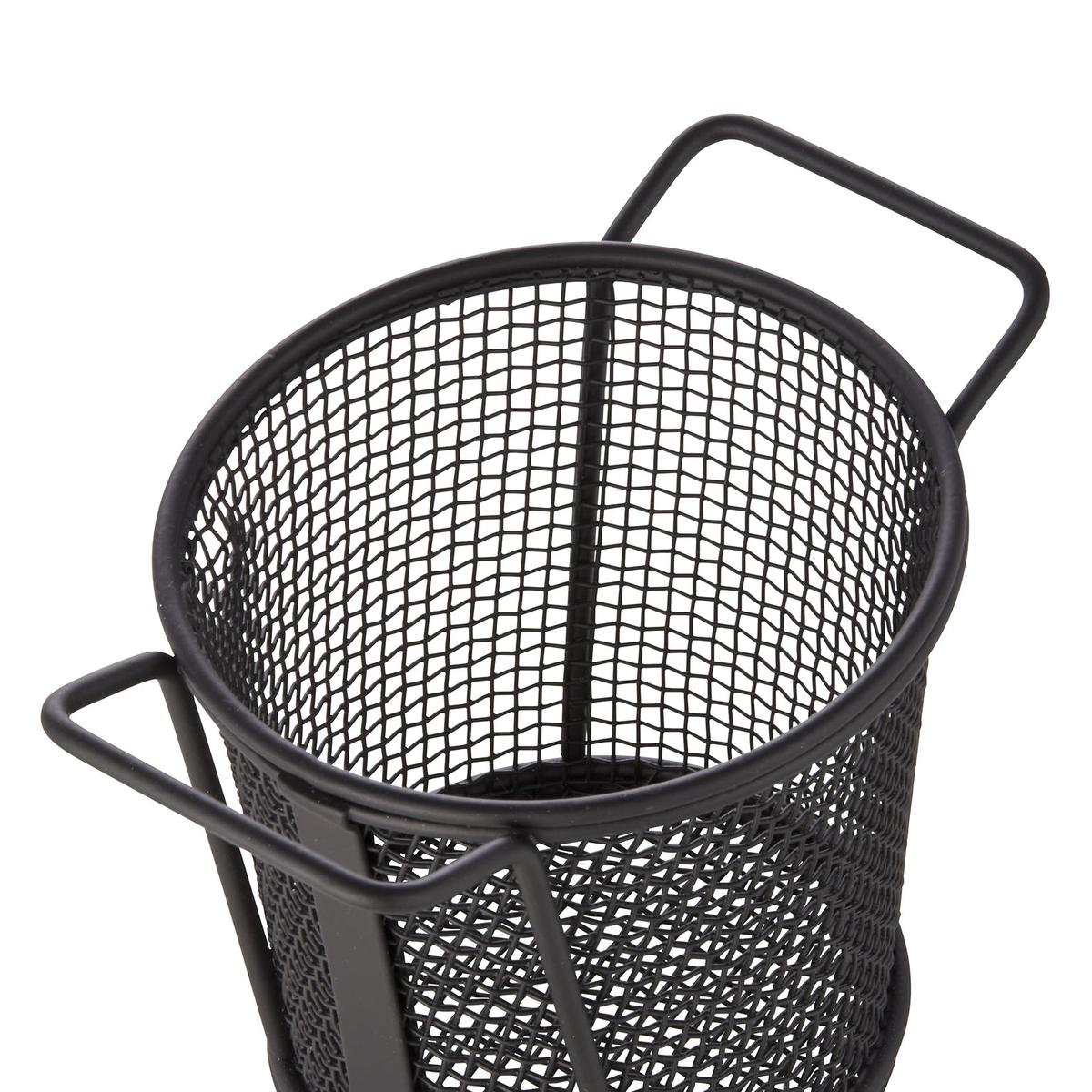 Servier- und Frittierkorb, Ø 9,5 cm, Höhe 8,5 cm, schwarz pulverbeschichtet, Chromnickelstahl Servier- und Frittierkorb, Ø 9,5 cm, Höhe 8,5 cm, schwarz pulverbeschichtet, Chromnickelstahl