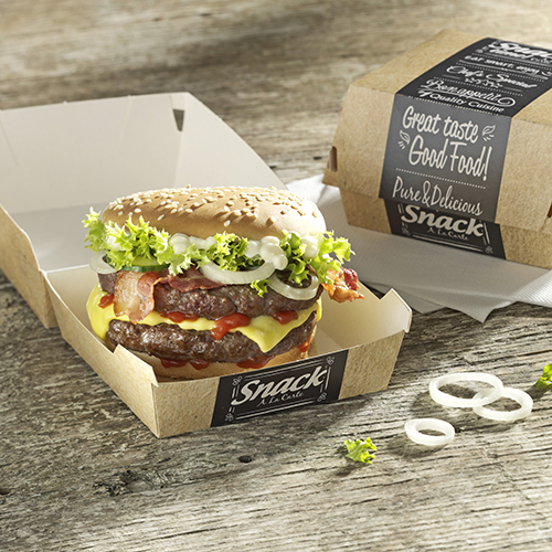 5600 Burgerboxen, Pappe "pure" 7,8 cm x 11,5 cm x 11 cm "Good Food" groß