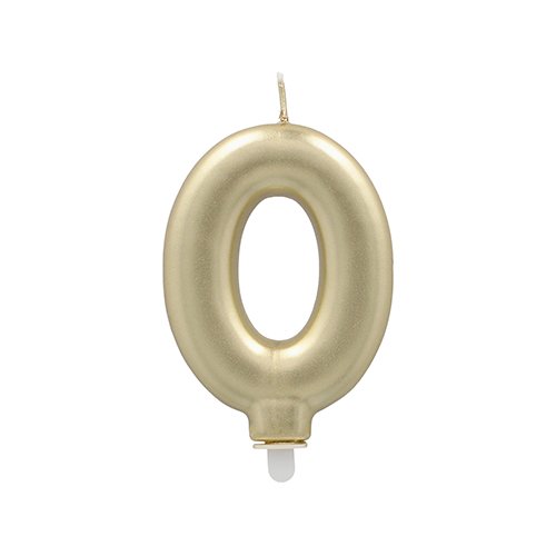 4320 Zahlenkerze mit Halter 7 cm gold "0"