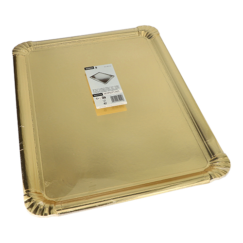 5 Servierplatten, Pappe, PET-beschichtet eckig 34 cm x 45,5 cm gold 2970 Servierplatten, Pappe, PET-beschichtet eckig 34 cm x 45,5 cm gold