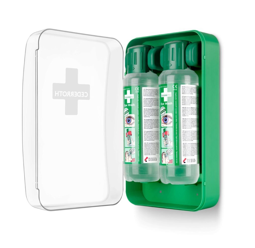 72 "Cederroth" Augendusche 29,6 cm x 19,2 cm "Eye-Wash-Cabinet" inkl. 2 Flaschen (500ml)