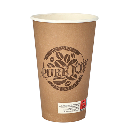 8000 Trinkbecher, Pappe 0,4 l Ø 9 cm · 13,9 cm braun "Pure Joy"
