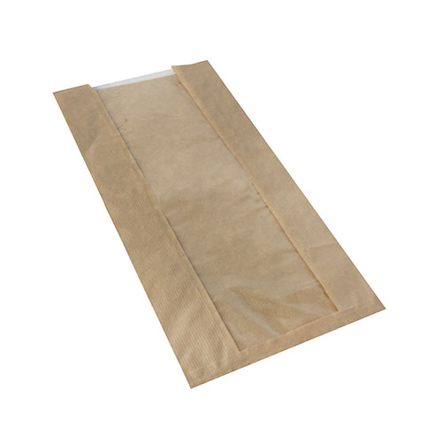 1000 Sichtstreifenbeutel mit PLA-Fenster "pure" 47 cm x 20 cm x 9 cm braun 24000 Sichtstreifenbeutel mit PLA-Fenster "pure" 47 cm x 20 cm x 9 cm braun