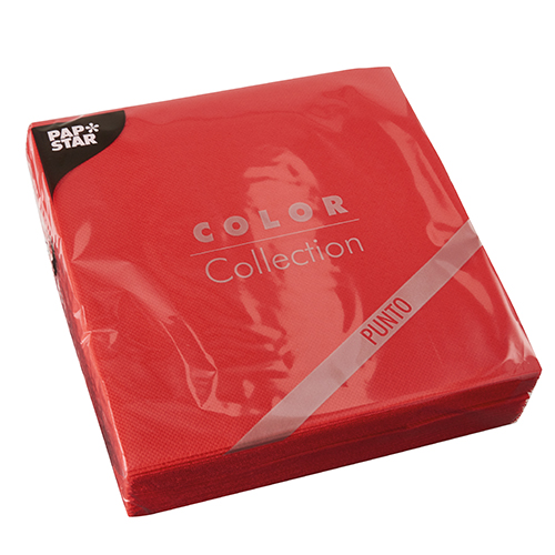 540 Servietten, 2-lagig "PUNTO" 1/4-Falz 38 cm x 38 cm rot mikrogeprägt 10800 Servietten, 2-lagig "PUNTO" 1/4-Falz 38 cm x 38 cm rot mikrogeprägt