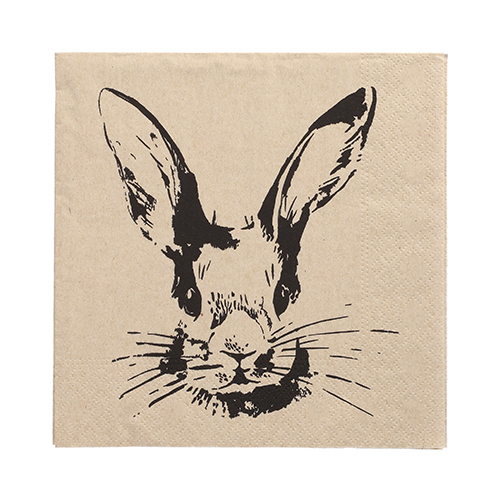 20 Servietten, 3-lagig 1/4-Falz 33 cm x 33 cm natur "My Name is Rabbit" aus recyceltem Papier 21600 Servietten, 3-lagig 1/4-Falz 33 cm x 33 cm ! natur "My Name is Rabbit" aus recyceltem Papier