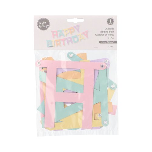 1 Grußkette 1,8 m x 13,8 cm "Happy Birthday" pastell 2592 Grußkette 1,8 m x 13,8 cm "Happy Birthday" pastell