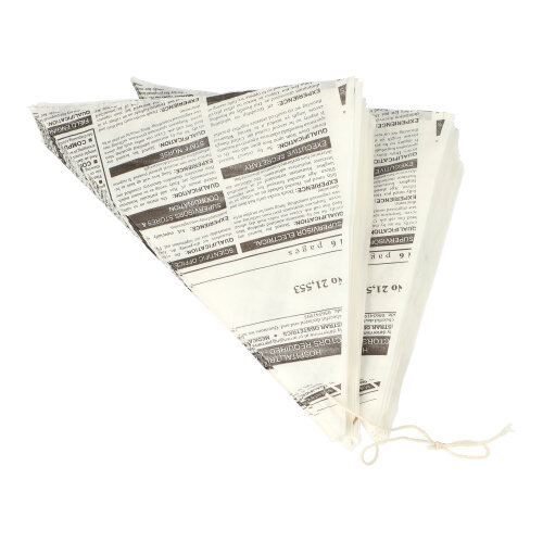 96000 Spitztüten, Pergament-Ersatz 32,5 cm x 23 cm x 23 cm "Newsprint" Füllinhalt 250 g, fettdicht