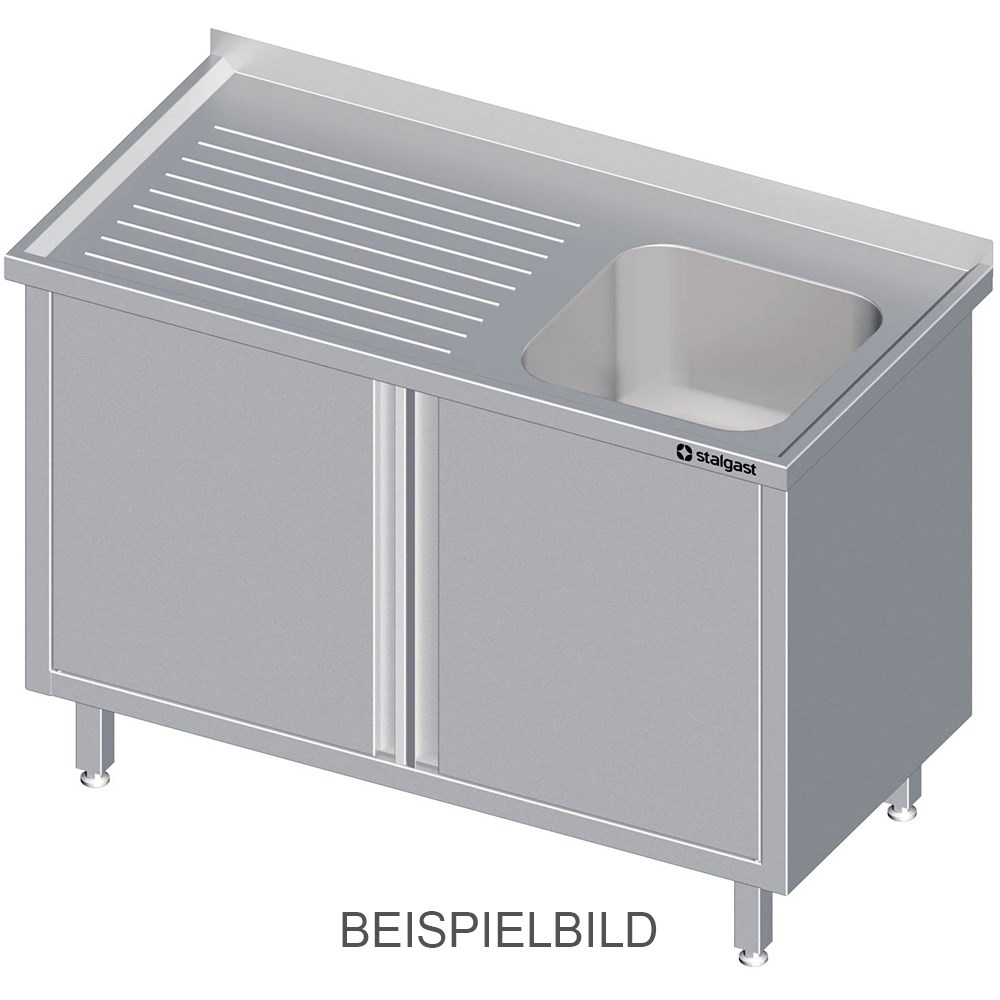 Spülschrank mit Flügeltüren, 1900x700x850 mm, mit einem Becken links, mit Aufkantung, verschweißt
