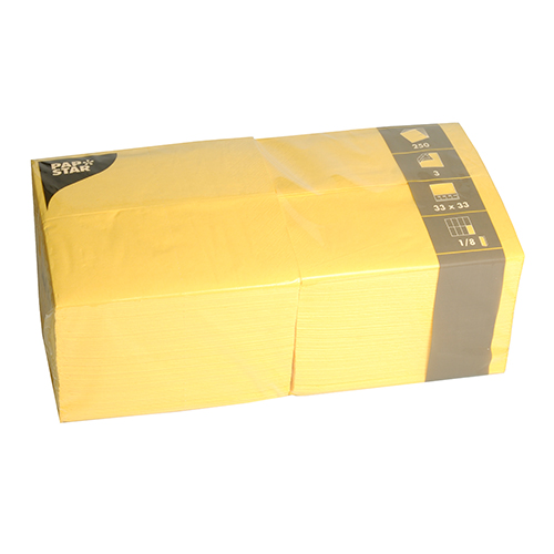 24000 Servietten, 3-lagig 1/8-Falz 33 cm x 33 cm gelb