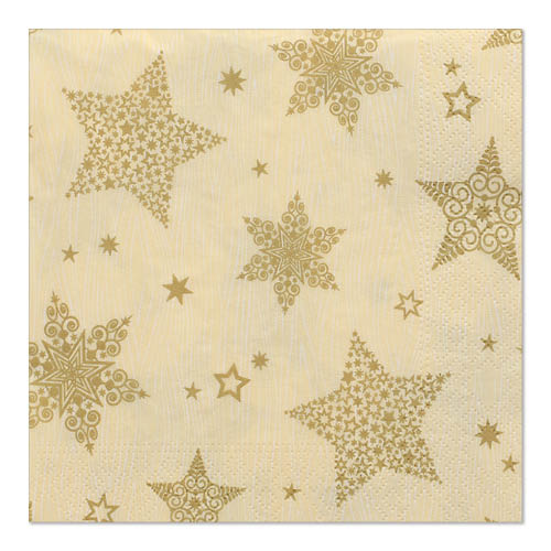 21600 Servietten, 3-lagig 1/4-Falz 33 cm x 33 cm creme "Christmas Shine"