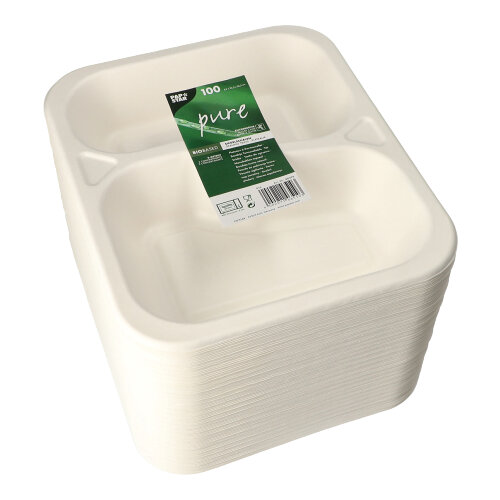 7200 Siegelschalen, Zuckerrohr 2-geteilt 1000 ml 4,2 cm x 21,2 cm x 25 cm weiss