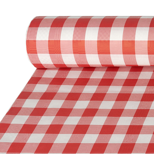 70 Papiertischtuch mit Damastprägung 50 m x 1 m rot "Vichy Karo"